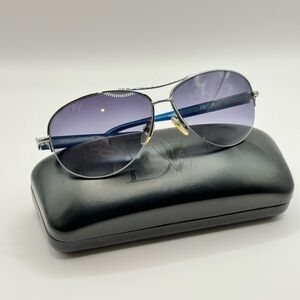 DIANE VON FURSTENBERG Silver Aviator Gradient Sunglasses (DVF)